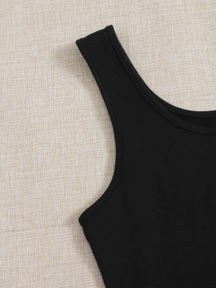 SHEIN EZwear 2pcs Solid Tank Crop Top - Black and White - View 5