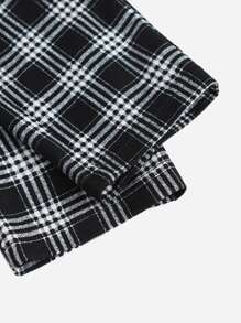 SHEIN Essnce 格紋紙袋型腰腰帶長褲 - 黑色 - 查看 3