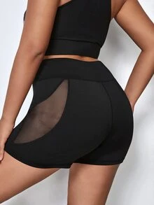 Shorts deportivos panel con malla - Negro - Ver 2