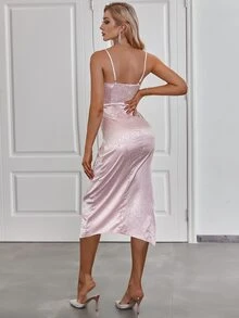 Double Crazy Đầm Xù màu trơn Hấp dẫn - Màu Hồng baby - Xem 2