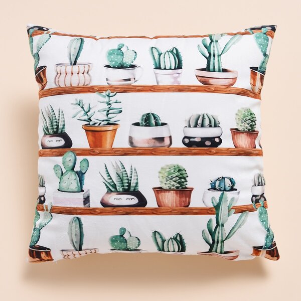 

Potted Plants Print Cushion Cover Without Filler, Multicolor