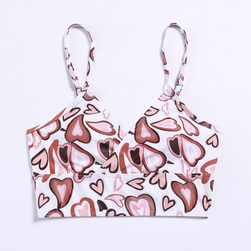 

Heart Pattern Wrap Bikini Top, Multicolor