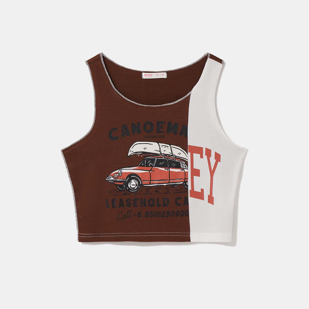 

Letter Car Graphic Colorblock Tank Top, Multicolor