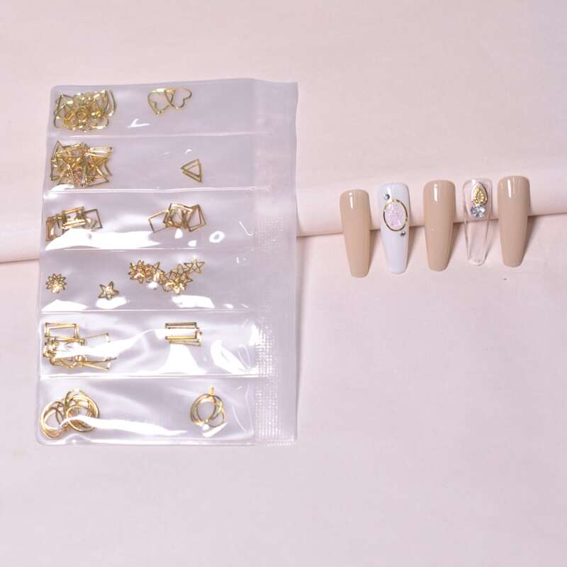 

1pack Geometric Design Nail Art Decoration, Gold