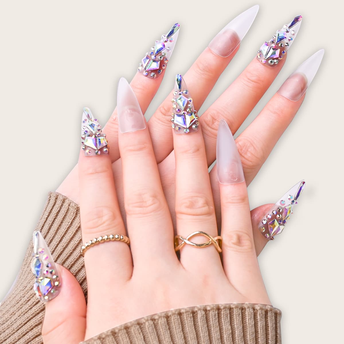 

20pcs Rhinestone Nail Art Decoration, Silver