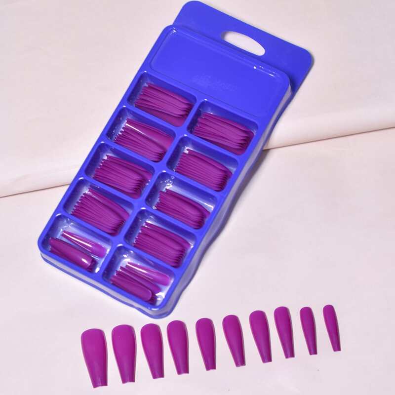 

100pcs Solid Fake Nail, Purple