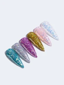 6 件装美甲闪光粉 DIY 指甲饰品 指甲宝石 美甲用品