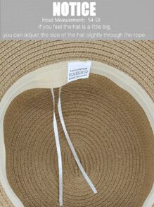 Metal Letter Decor Straw Hat Elegant - Brown - View 5