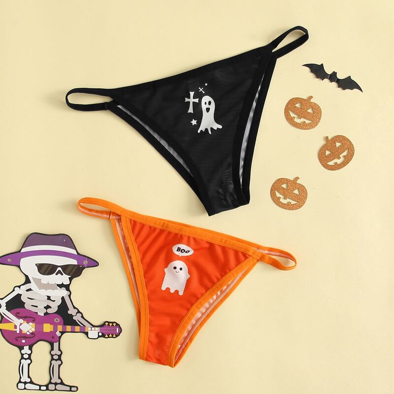 

2pack Ghost Print Thong Set, Multicolor