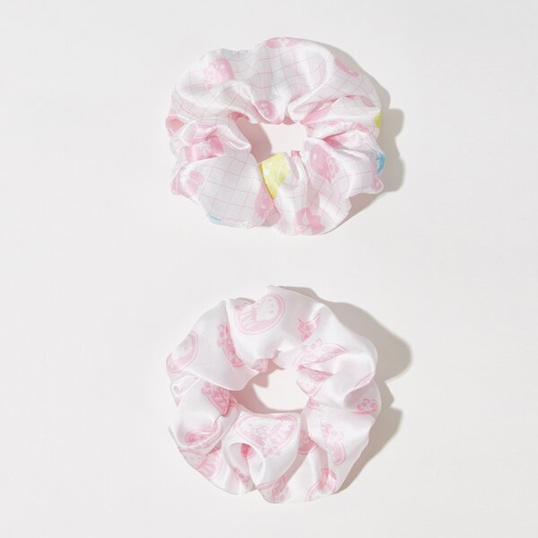 

2pcs Cartoon Graphic Scrunchie, Multicolor
