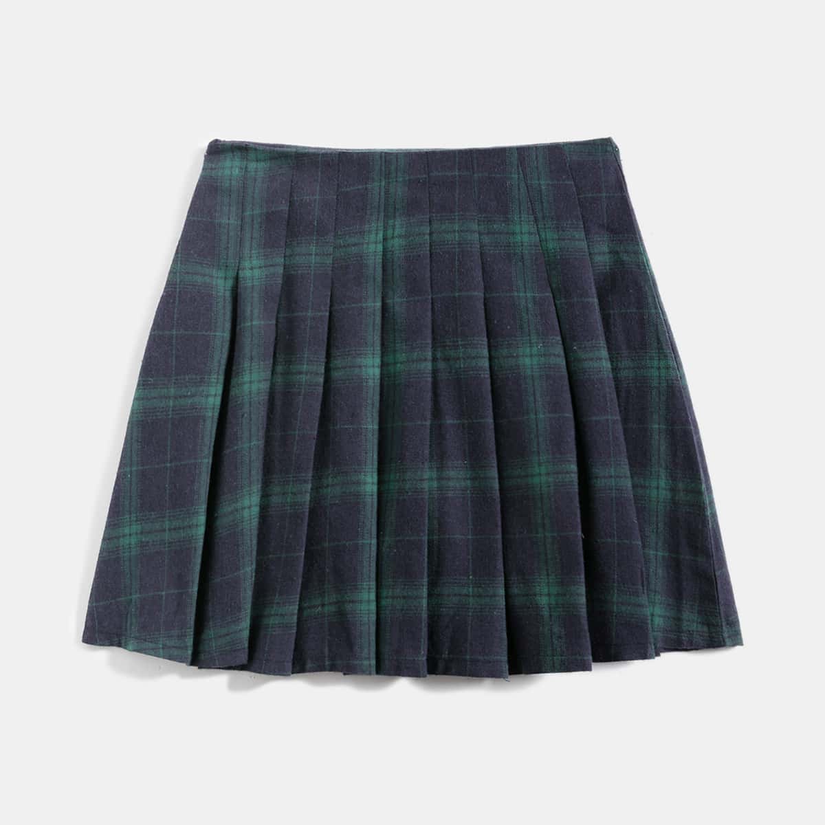 

Plaid Pleated Skirt, Multicolor
