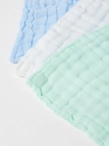 3件套 Oeko-Tex 认证柔软棉质婴儿面巾、新生儿毛巾手巾 - 白色 - 查看 4