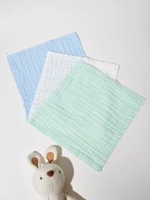 3件套 Oeko-Tex 认证柔软棉质婴儿面巾、新生儿毛巾手巾 - 白色 - 查看 2