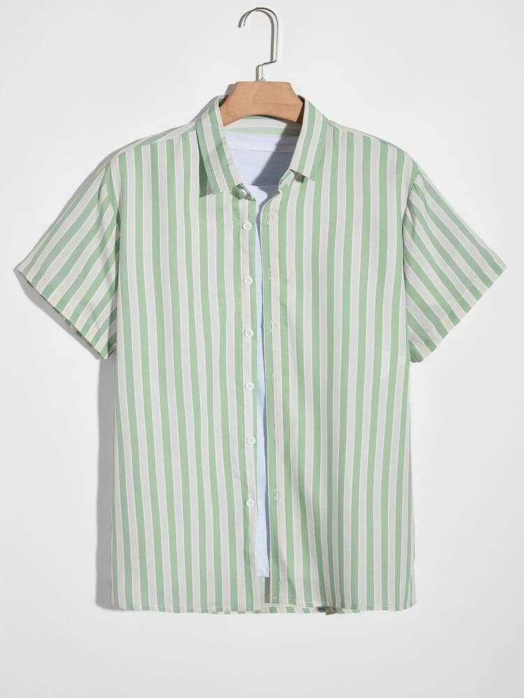 Manfinity Chemise à rayures à bouton - Multicolore - Voir 1