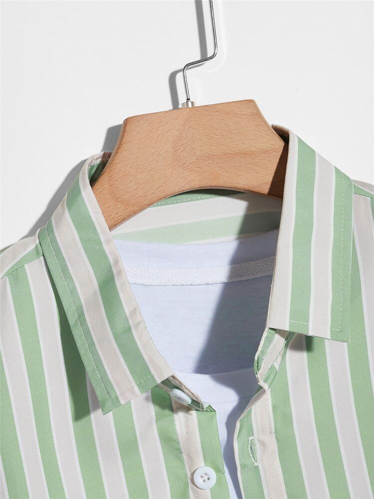 Manfinity Chemise à rayures à bouton - Multicolore - Voir 4