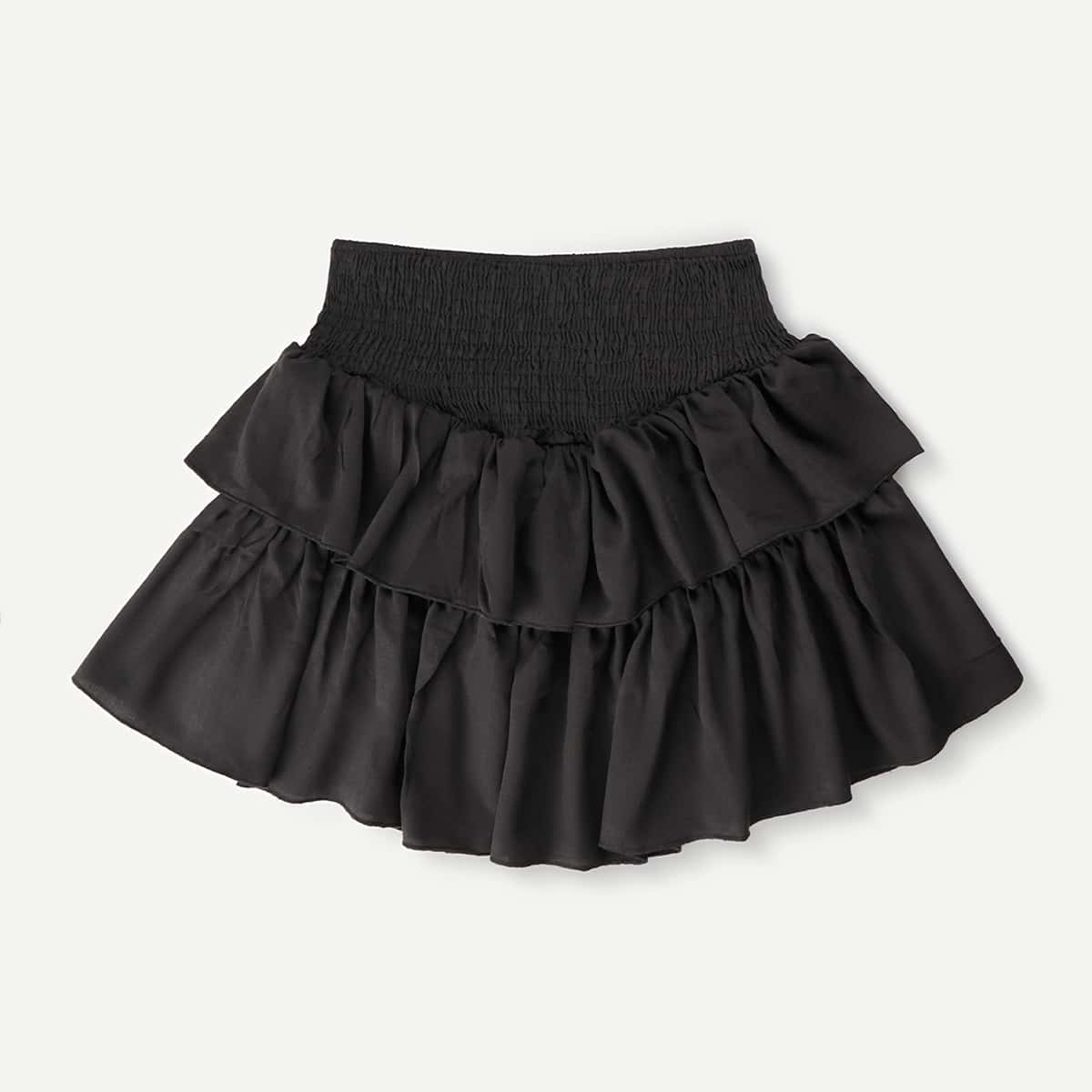 

Solid Layered Skirt, Black