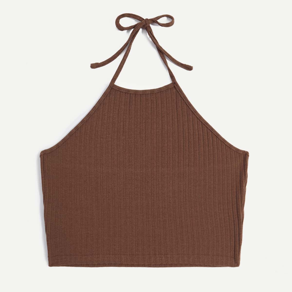 

Solid Halter Top, Rust brown