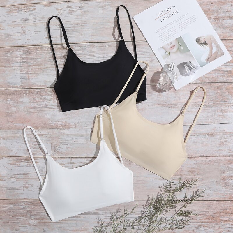 

3pack Adjustable Strap Seamless Bralette, Multicolor