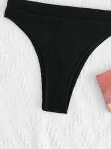 Bikini de tiro alto con triángulo de costilla - Negro - Ver 3