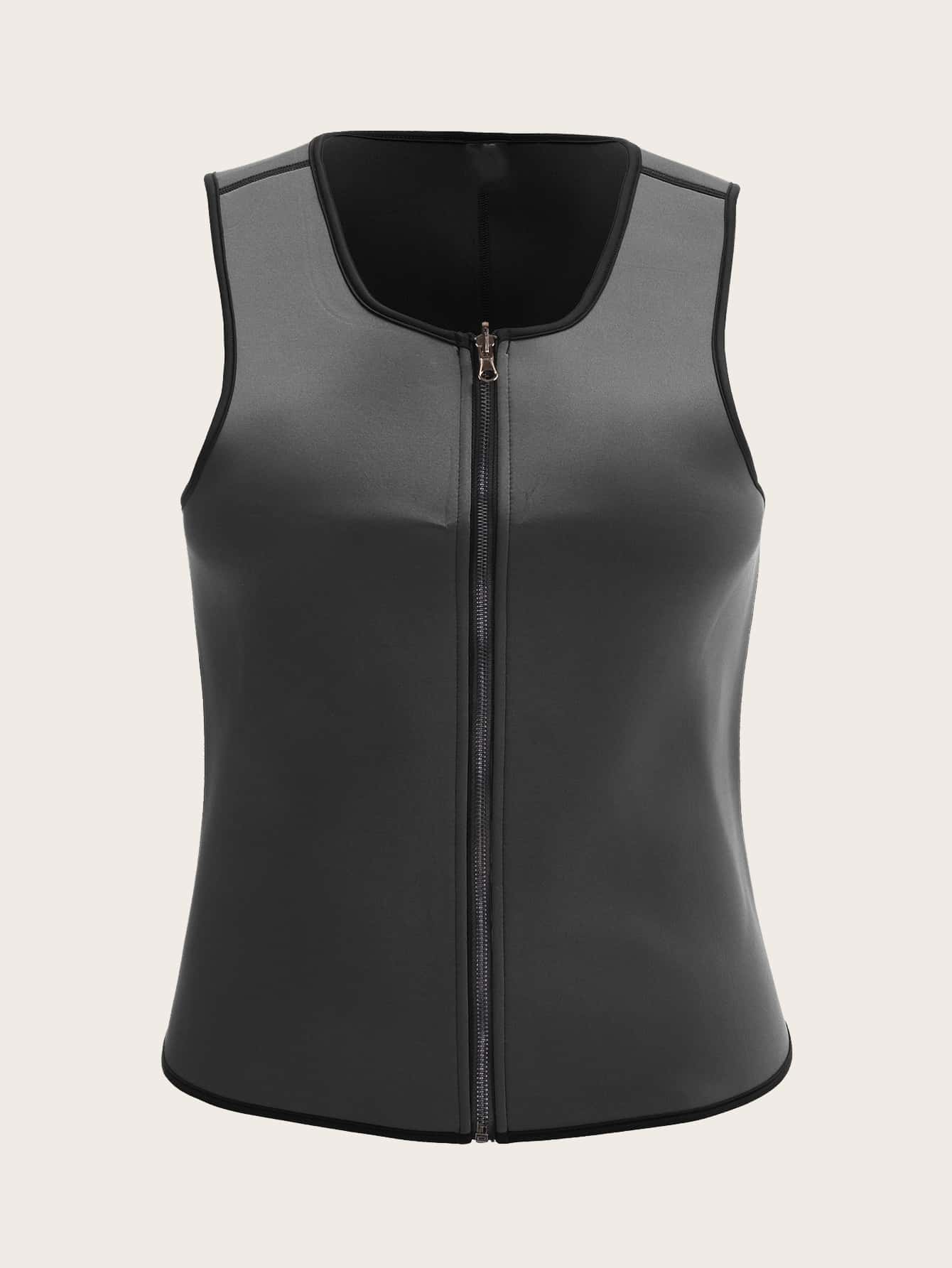 Plus Zip Front Corset - Grey - View 1