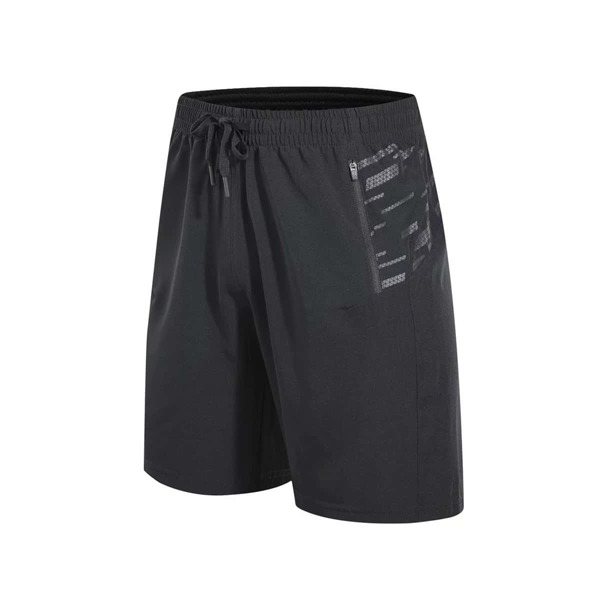 

Men Geometric Print Drawstring Waist Sports Shorts, Black