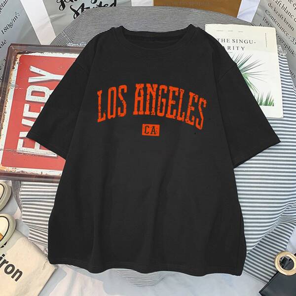 

Letter Graphic Drop Shoulder Tee, Black