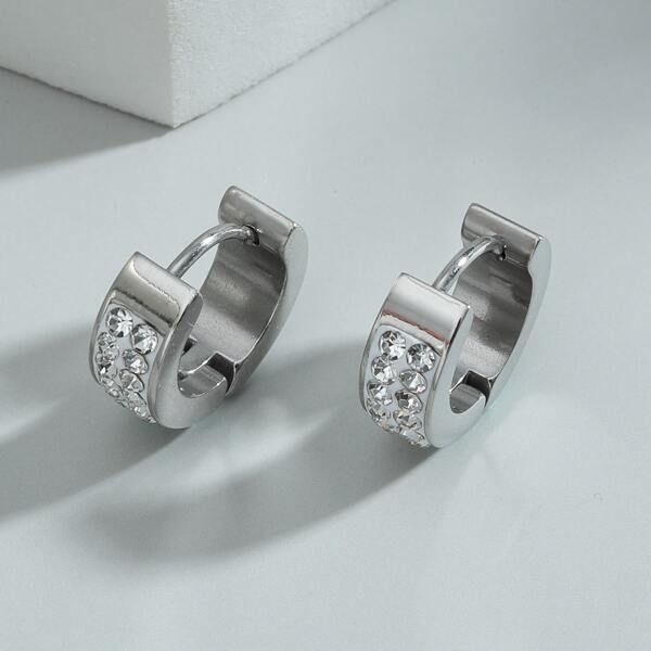 

Rhinestone Decor Earrings, Silver