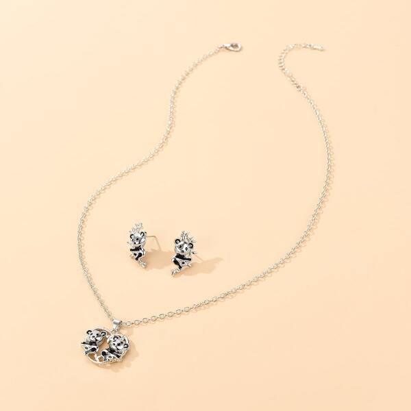 

3pcs Animal Decor Jewelry Set, Silver