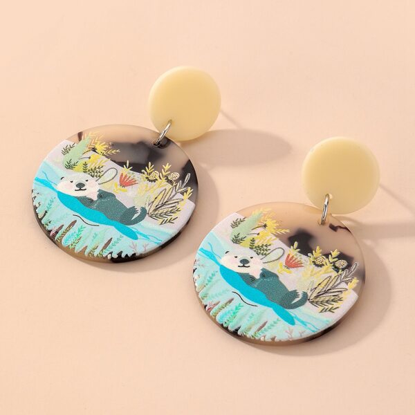 

Cartoon Animal Print Drop Earrings, Multicolor