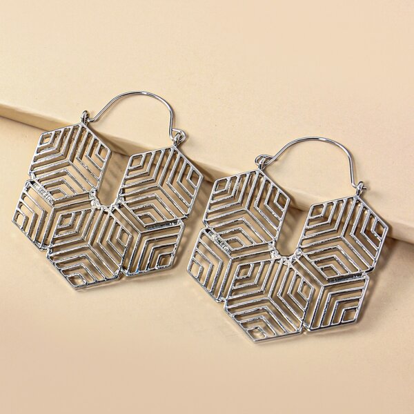

Hollow Out Geometric Earrings, Silver