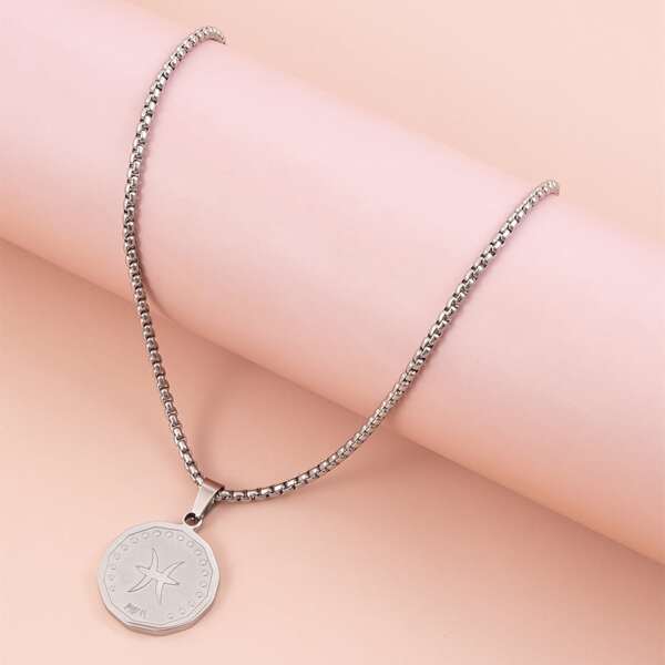 

Constellation Symbol Pattern Pendant Necklace, Silver