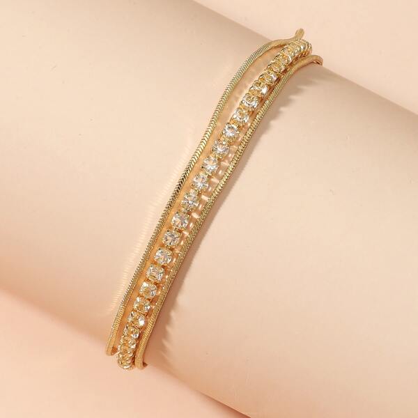 

Rhinestone Decor Bracelet, Gold