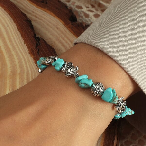 

Tortoise Shaped Bead Decor Bracelet, Blue