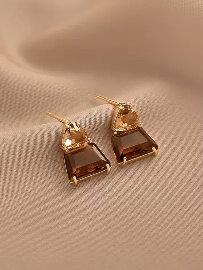 Andkiss Geometric Crystal Drop Earrings