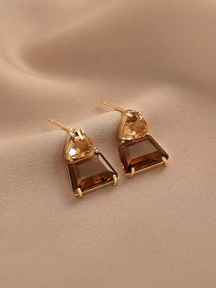 Geometric Crystal Drop Earrings