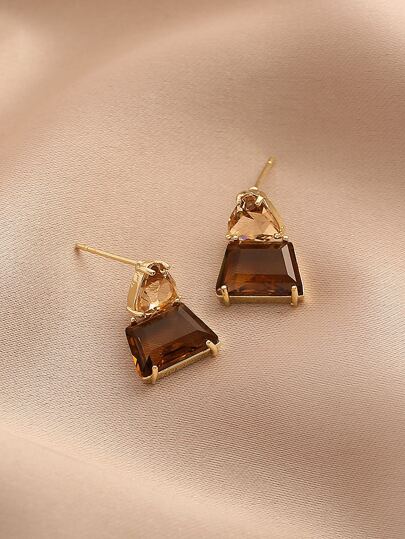 Andkiss Geometric Crystal Drop Earrings