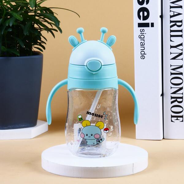 

Cartoon Graphic Straw Bottle, Blue