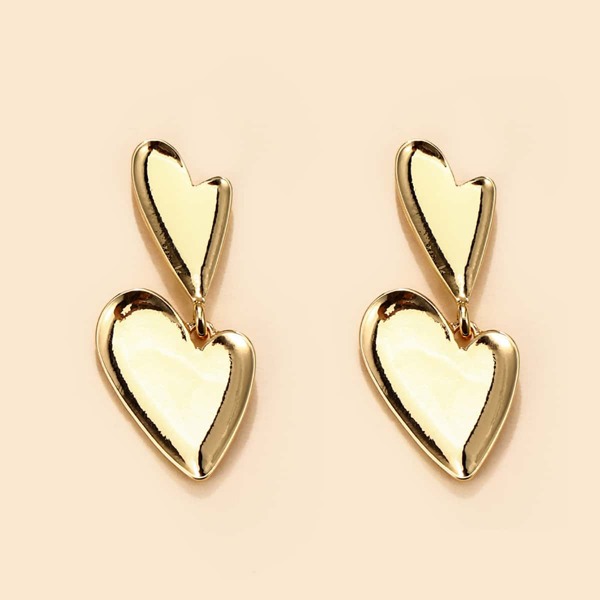 

Heart Drop Earrings, Gold