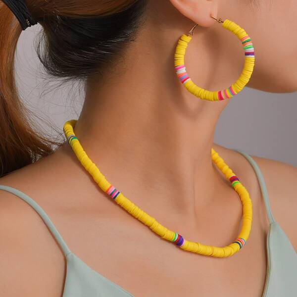 

3pcs Soft Clay Jewelry Set, Yellow