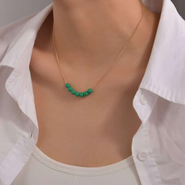 

Bead Decor Necklace, Green