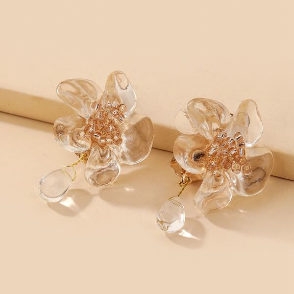 

Acrylic Flower Earrings, Clear