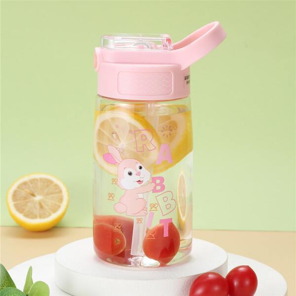 

Cartoon Rabbit Print Tumbler, Pink