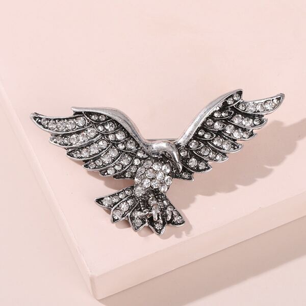 

Rhinestone Eagle Brooch, Silver