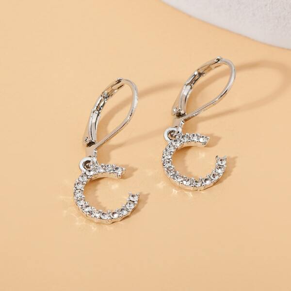 

Rhinestone Letter Drop Earrings, Silver