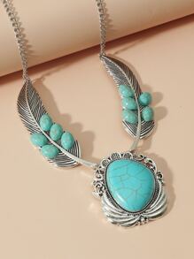 EMERY ROSE Turquoise Decor Necklace - Blue - View 3
