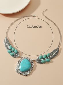 EMERY ROSE Turquoise Decor Necklace - Blue - View 4