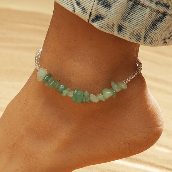 

Bead Decor Anklet, Green