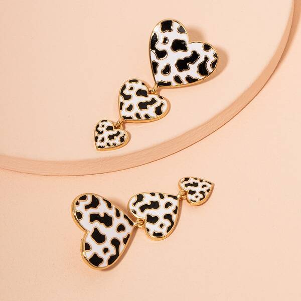 

Graphic Heart Drop Earrings, Gold