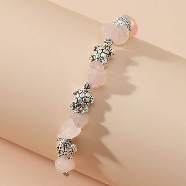 

Tortoise & Stone Decor Bracelet, Pink
