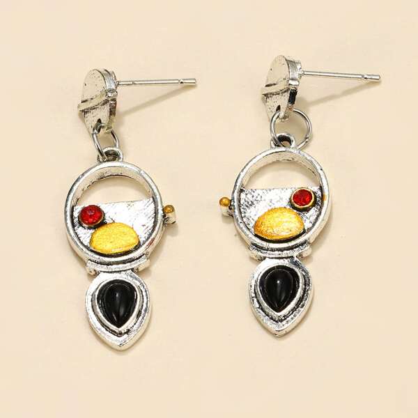 

Rhinestone Detail Vintage Earrings, Silver